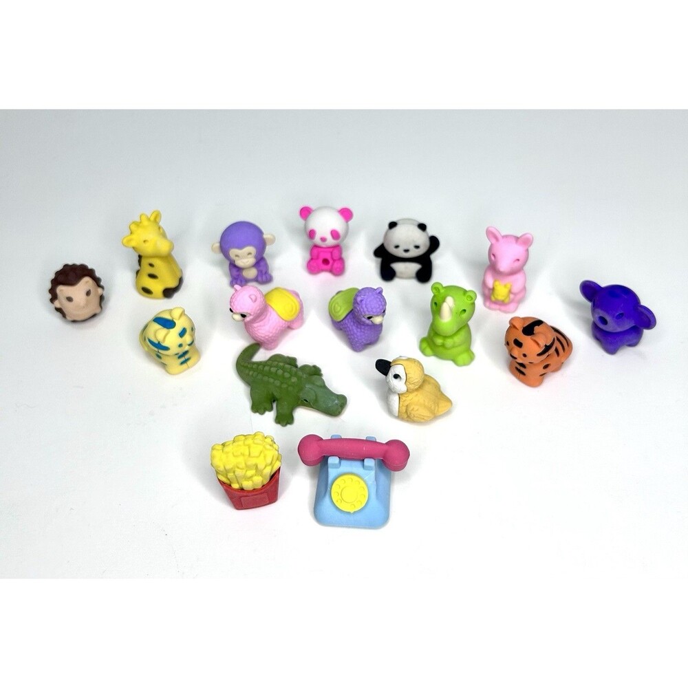 Lot Of 16 Iwako Japanese Puzzle Erasers Food Animal House Novelty, School Safari